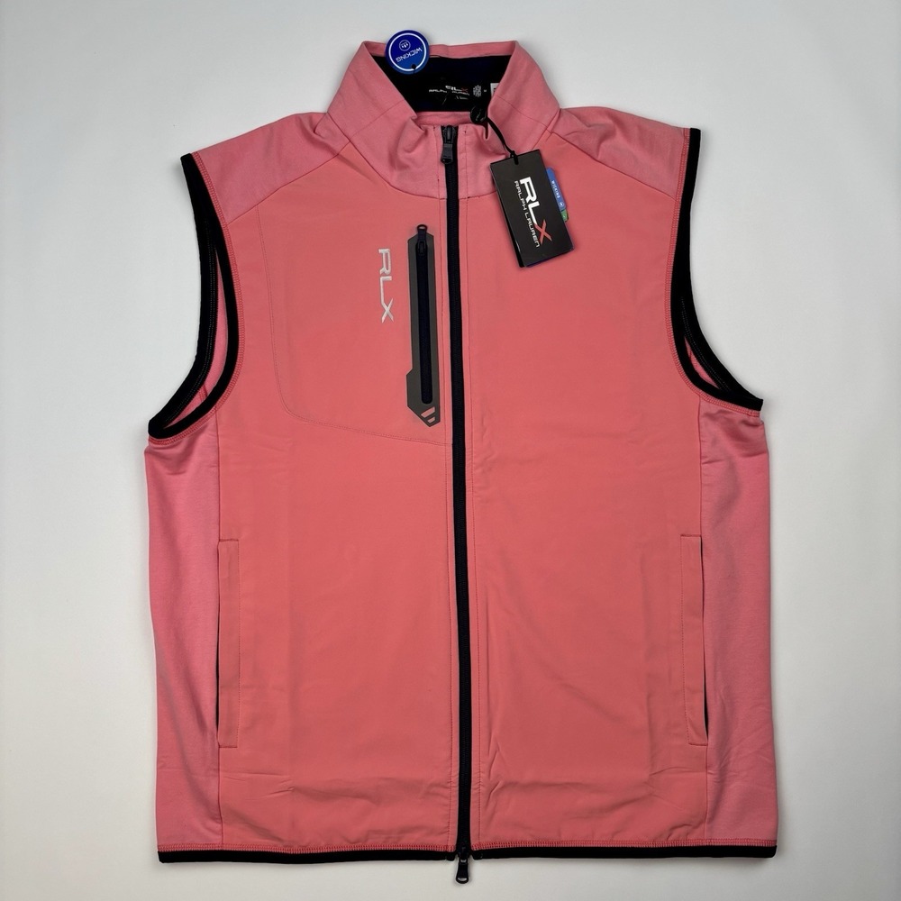 Ralph Lauren RLX Hybrid Mockneck Vest Golf Full Zip Wicking Stretch Pink Men's M